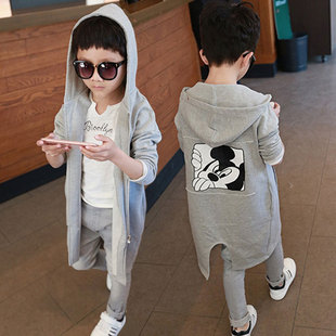 男童春装2025新款儿童外套春秋季韩版男童风衣外套中长款开衫上衣