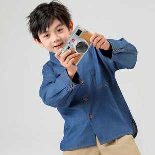 儿童牛仔衬衫春秋装春款2024年新款男童牛衬衣水洗纯棉宝宝开衫潮