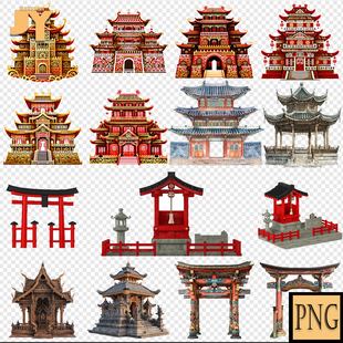城门神社巴厘岛世界各国寺庙中国宝塔古建筑高清免扣PNG设计素材