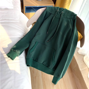 纯色连帽卫衣女薄款2025秋季新款宽松亏本清仓套头帽衫外套ins潮