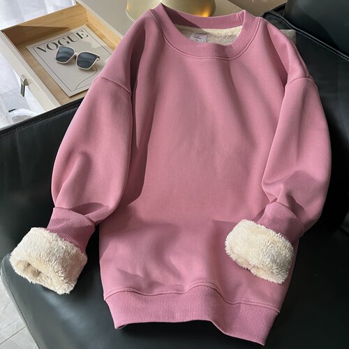 加绒加厚宽松版型圆领卫衣