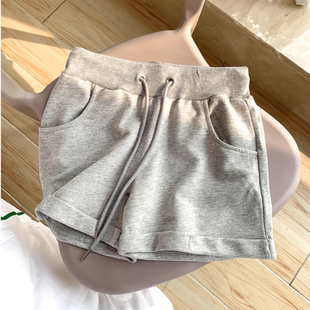 ins超火高腰阔腿纯棉休闲短裤女夏季韩版百搭宽松显腿长运动热裤