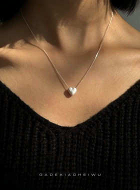 呷的小黑屋990足银爱心简约吊坠项链简约高级情人节礼物百搭项链