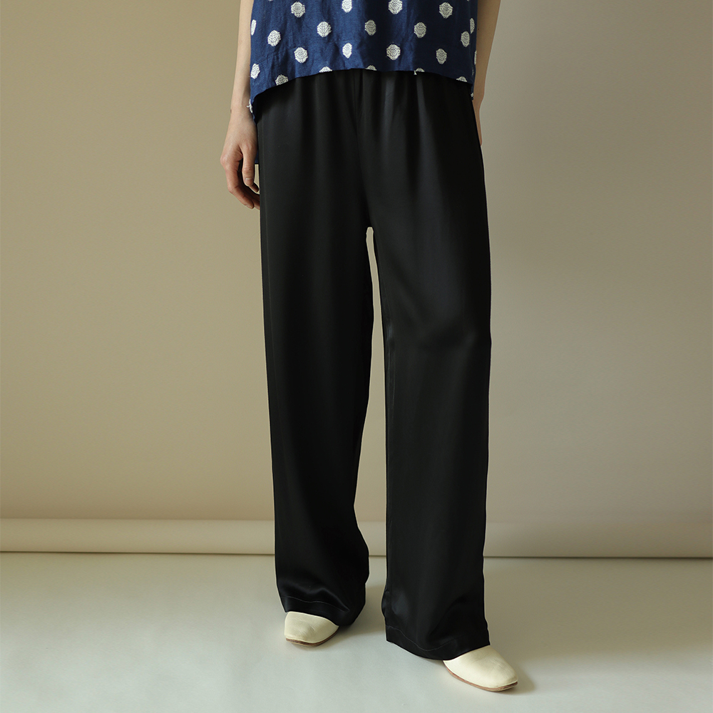 松紧HAOLIAO百搭醋酸松紧阔腿裤