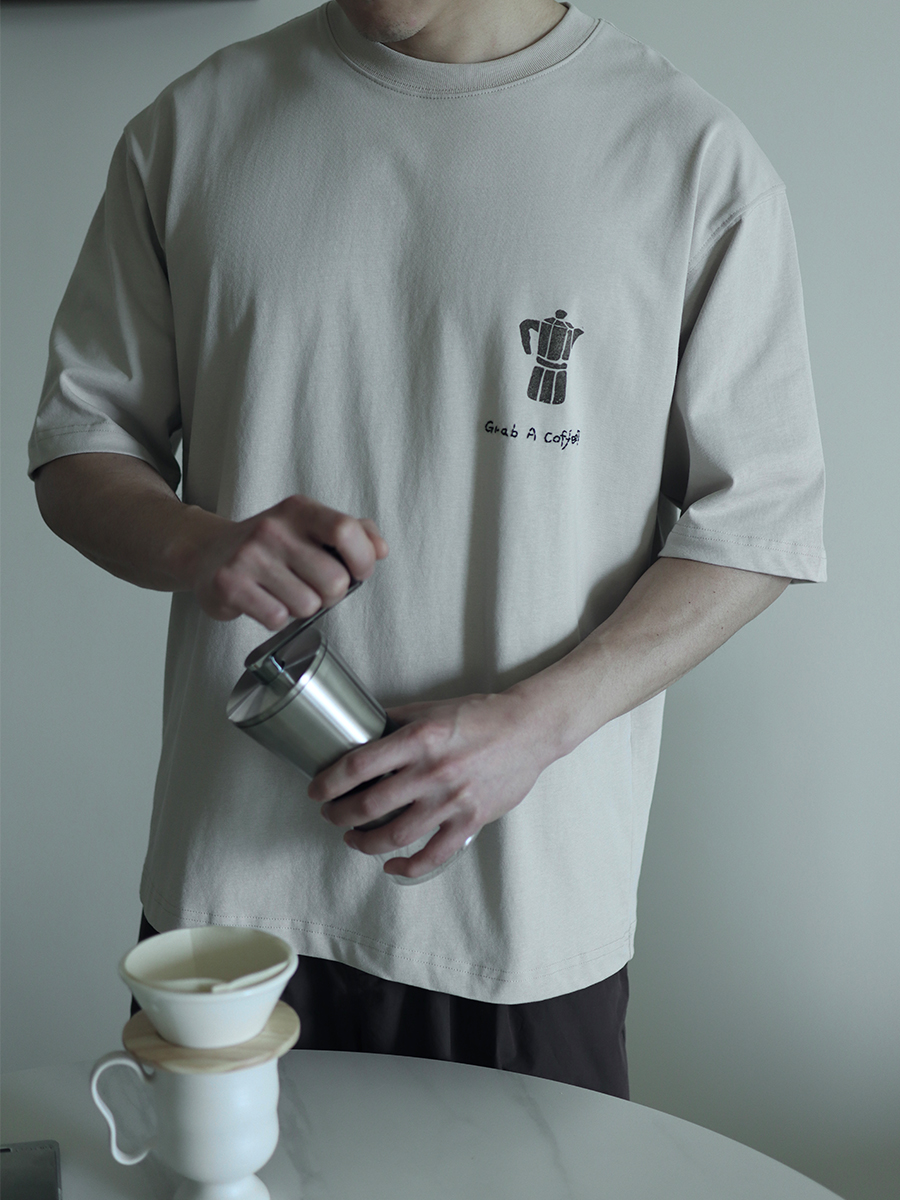 落肩袖休闲T恤棉质舒适无性别