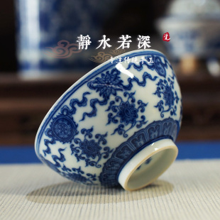 太樸柴窯景德鎮青花全手工手繪八寶斗笠盞非于君余寅窯小雅耕雨窯