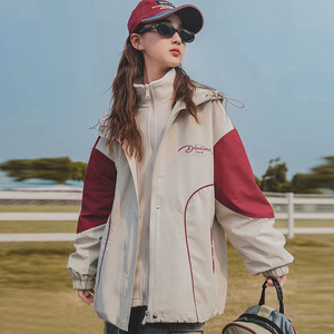女童秋冬装外套2023新款洋气童装女大童儿童三合一可拆卸冲锋衣