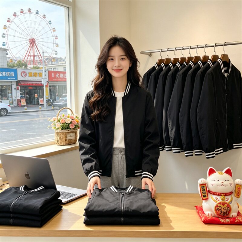 棒球服正肩女士外套2026新款秋季高端休闲女装时尚洋气春秋薄卫衣图片