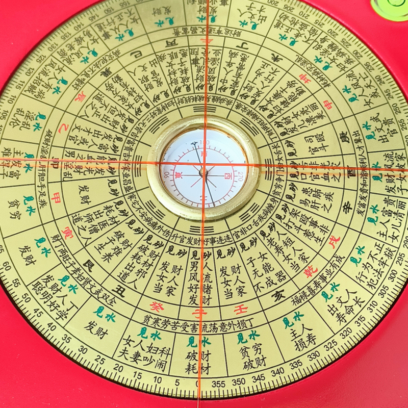过路阴阳金锁玉关罗盘五5寸八宫二十四山砂水流年边长15厘米