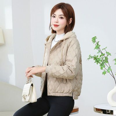 爆款棉服女短款2024新款冬季时尚连帽棉袄小个子轻薄棉衣气质外套