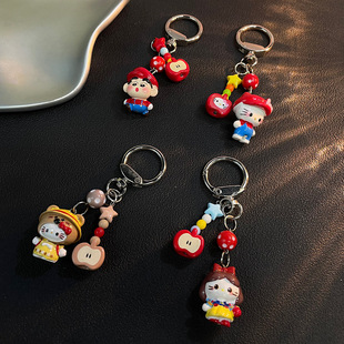 可爱哈喽kt猫小新钥匙扣链小挂件u盘挂饰吊坠包包挂绳