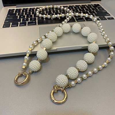 少女心仙女风珍珠手提链手机壳斜跨链通用百搭高档包包链条挂肩