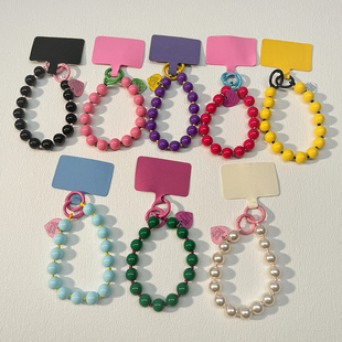 糖果爱心网红多巴胺彩色串珠手链手机挂绳包链条钥匙扣挂件diy女