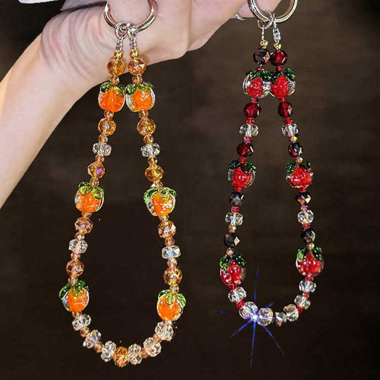 文艺古风柿柿如意自制链玻璃琉璃水晶串珠ccd相机挂链挂绳女,3C数码配件,手机挂件/手机链,淘宝优惠券,粉丝福利购,淘宝优惠卷