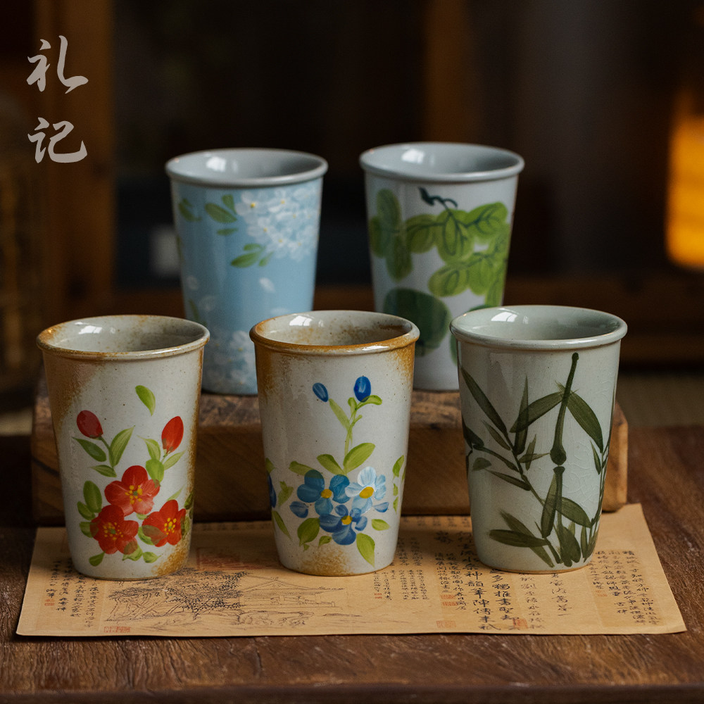 创意复古花卉马克杯家用文艺小清新陶瓷杯办公室小清新牛奶咖啡杯,餐饮具,马克杯,淘宝优惠券,粉丝福利购,淘宝优惠卷