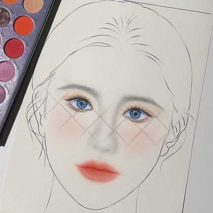 妆容化妆练习图纸美人图有色瞳孔各种脸形发型风格五官设计彩妆