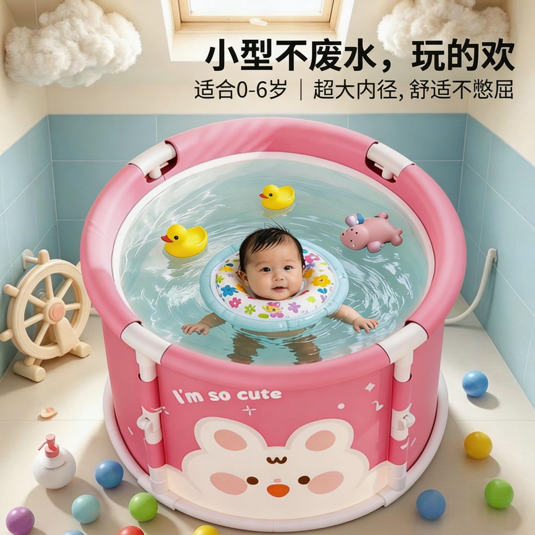 巧恋新生婴幼儿宝宝折叠游泳桶图片