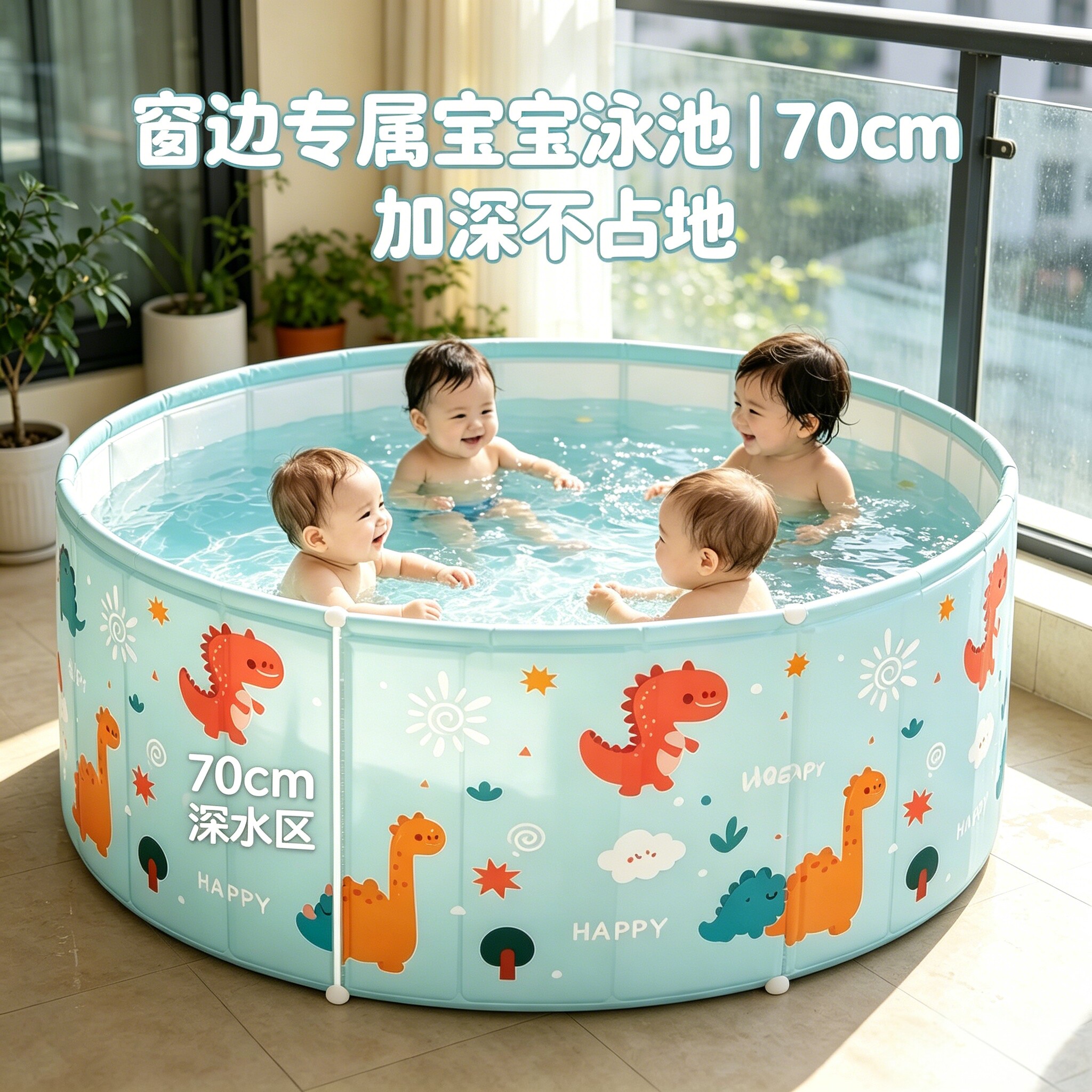 窗边阳台玩水游泳池儿童家用室内可折叠戏水池小孩成人户外加大池