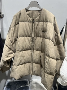 高端欧货绿咖色羽绒服女国风高级简约圆领设计棉袄鹅绒服外套