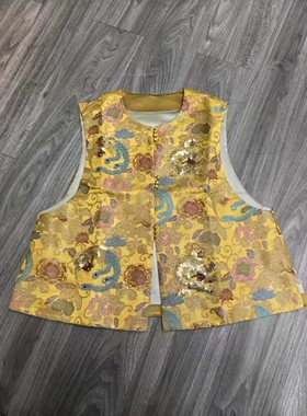 奢华贵气 圆领无袖重工钉珠刺绣南京云锦马夹2025年秋款实拍B021