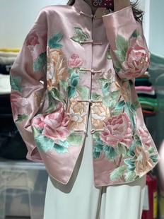 品牌外套J22015 月光宝盒 原创中国风醋酸真丝牡丹刺绣设计师女装