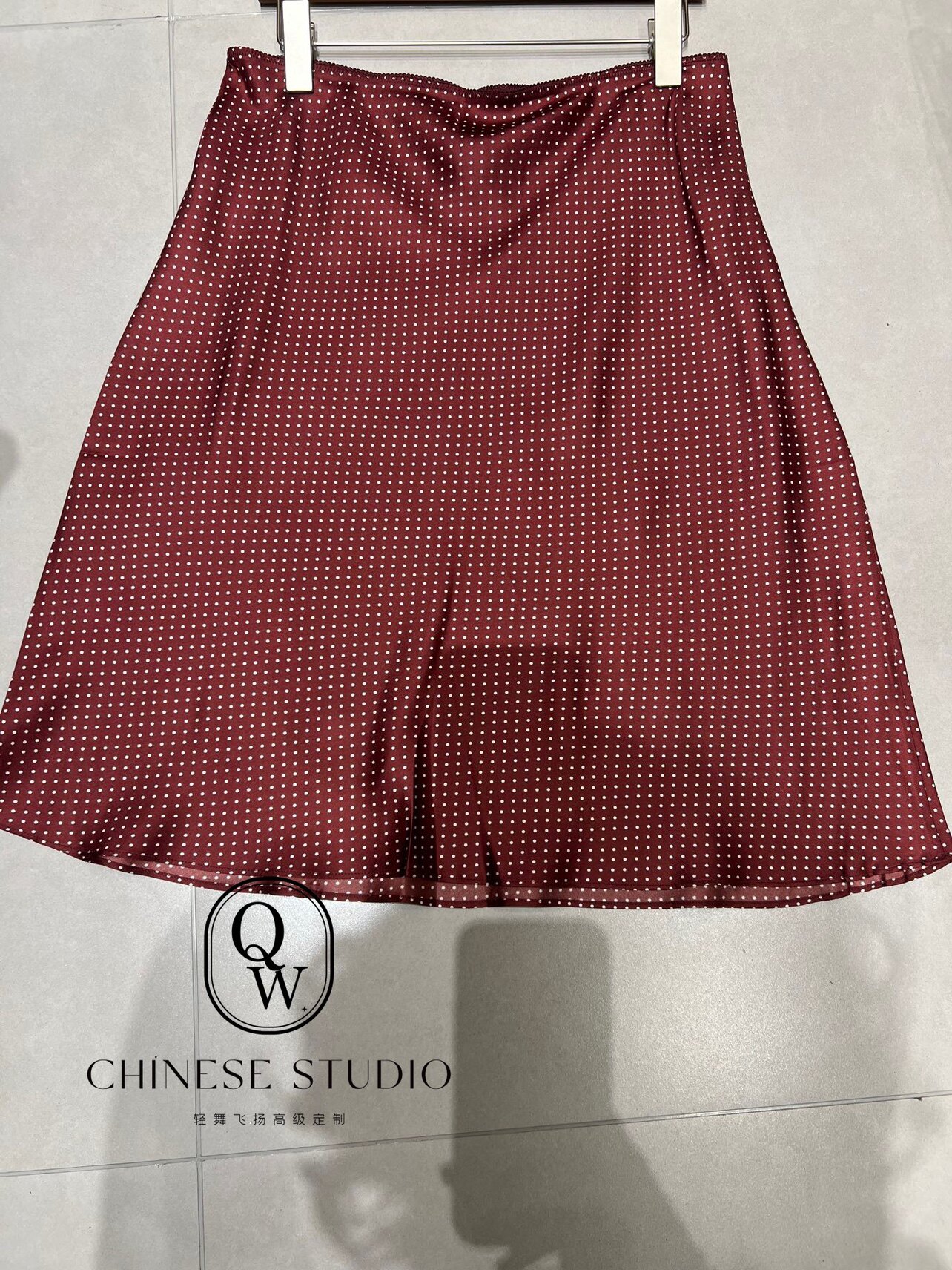 2026夏季新款女装车厘子色波点印花桑蚕丝半身裙女高腰显瘦A字裙