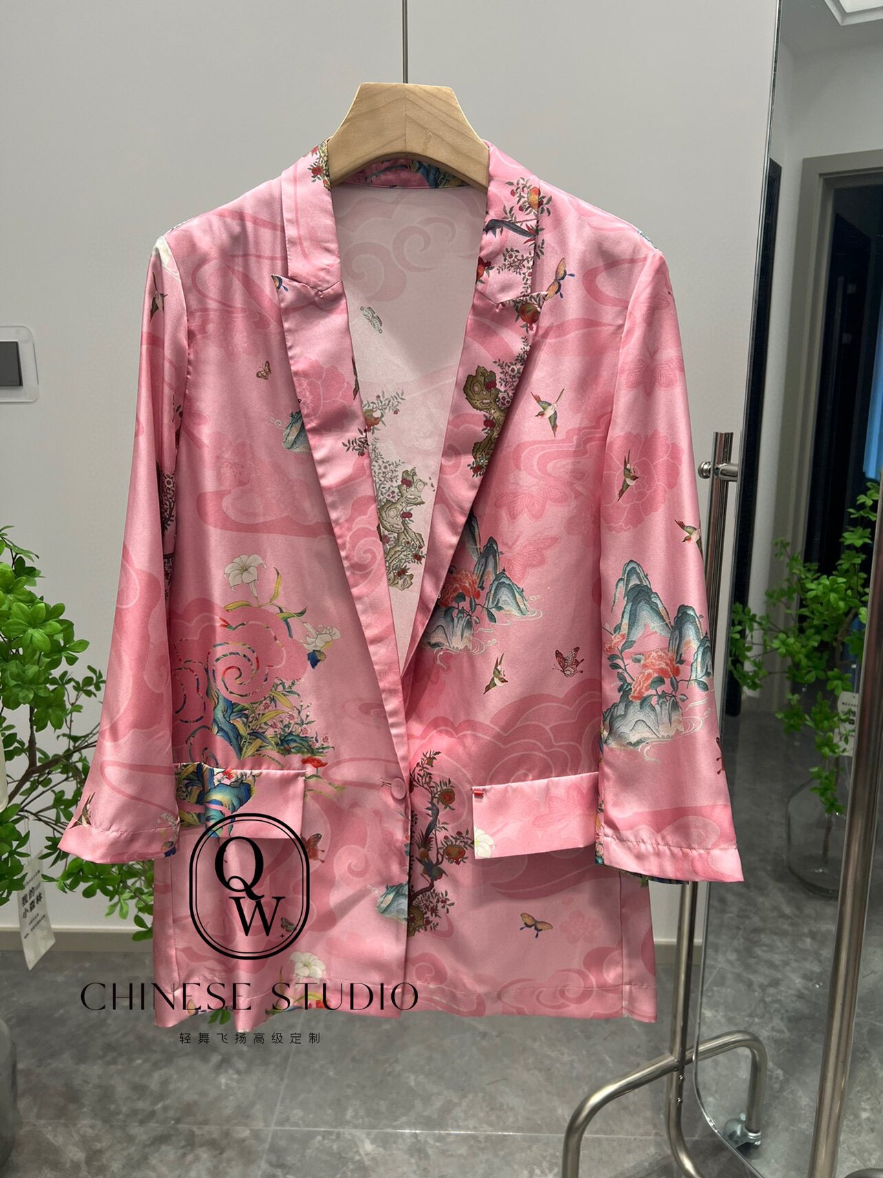 真丝高级感时尚气质修身休闲英伦风法式v领小西装外套女YM24047