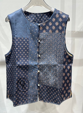 2026春季新品复古刺绣单排扣桑蚕丝马甲女无袖背心上衣6065