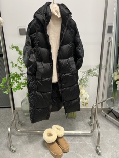 欧洲站冬季新品新国标90白鸭绒蓬松感连帽外套潮流中长款羽绒服