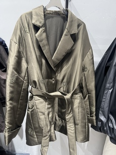 休闲百搭西装 2025秋季 时尚 女装 领真丝刺绣棉服秋冬外套 新款