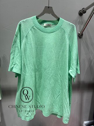 夏季新款新款简约日常圆领短袖薄荷绿简约百搭舒适显瘦T恤针织衫