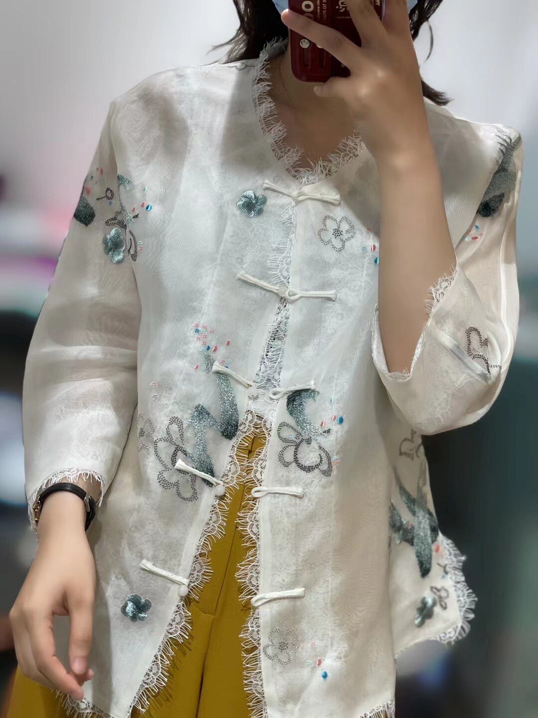 刺绣真丝欧根纱仙女上衣时髦精新