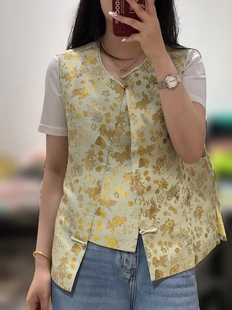 独特别致高级感重工新中式 复古改良国风上衣 宋锦小金鱼马甲女春装