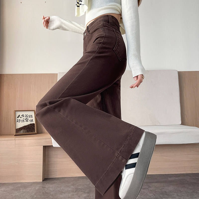 加绒加厚阔腿喇叭牛仔裤女