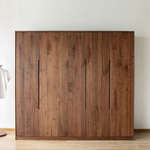 北美黑胡桃木衣柜现代简约全实木平对开门衣柜纯原木衣橱