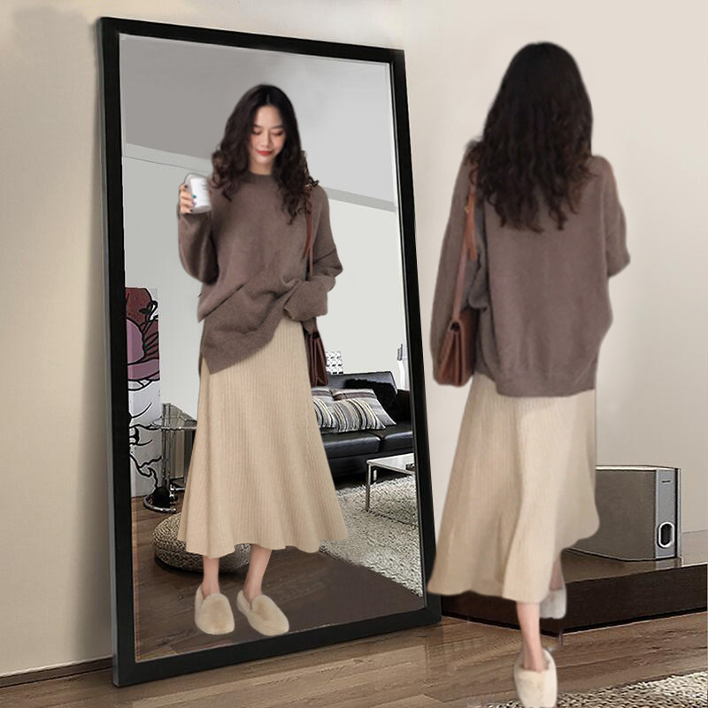 针织半身裙2020新款韩版高腰中长款毛织卡其色百搭a字裙子秋冬女