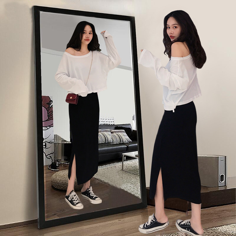 黑色半身裙女2020初秋新款直筒开衩中长款高腰休闲一步裙包臀长裙