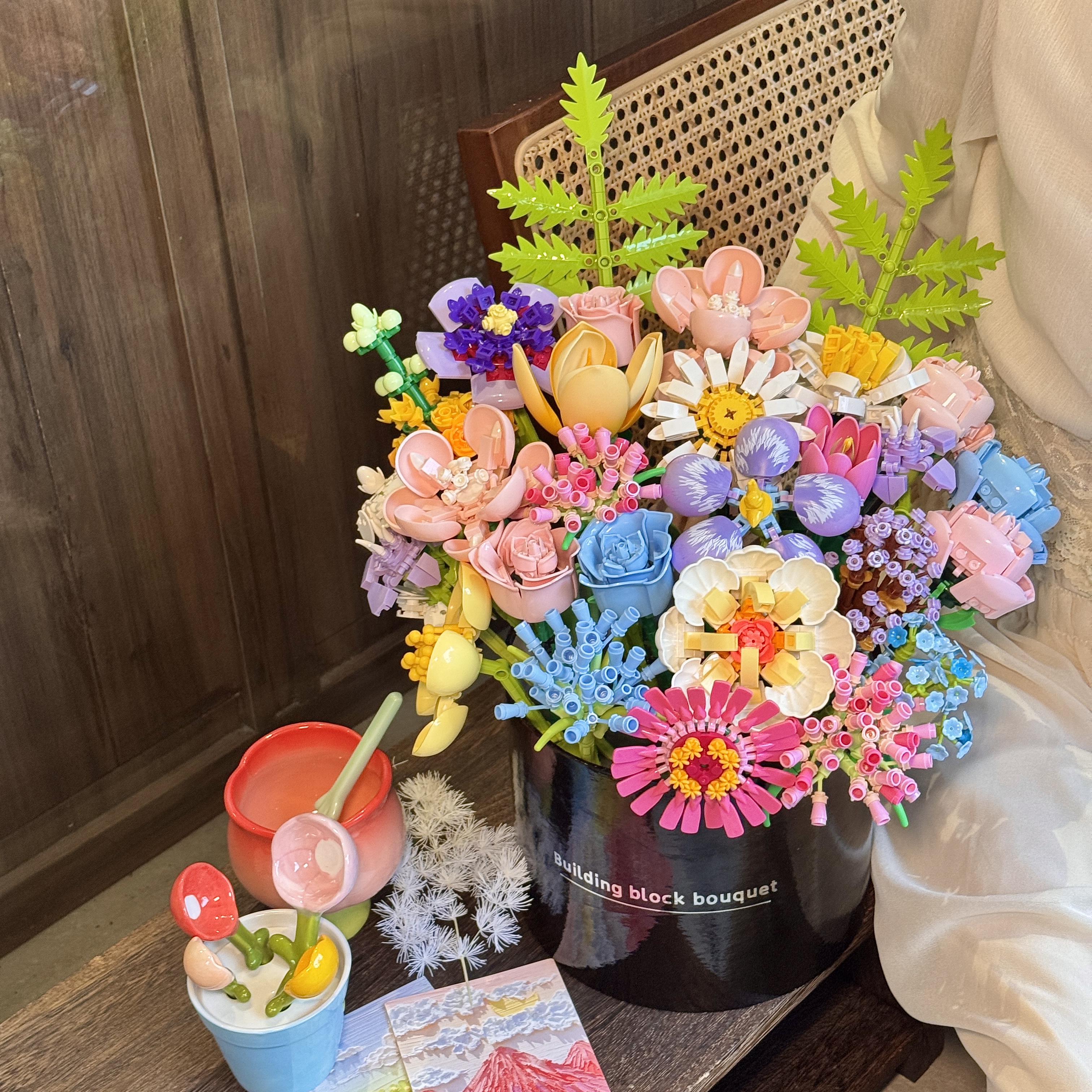 整套玫瑰积木永生花束套装礼物生日女孩子手工diy拼装女生闺蜜