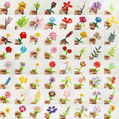 手工DIY拼装积木花束永生花材料单支男友女生生日礼物拼插玩具