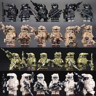 2025新款军事人仔迷彩特种兵幽灵特警突击队男孩益智拼装积木玩具