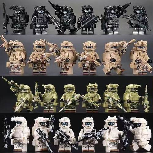 2026新款军事人仔迷彩特种兵幽灵特警突击队男孩益智拼装积木玩具