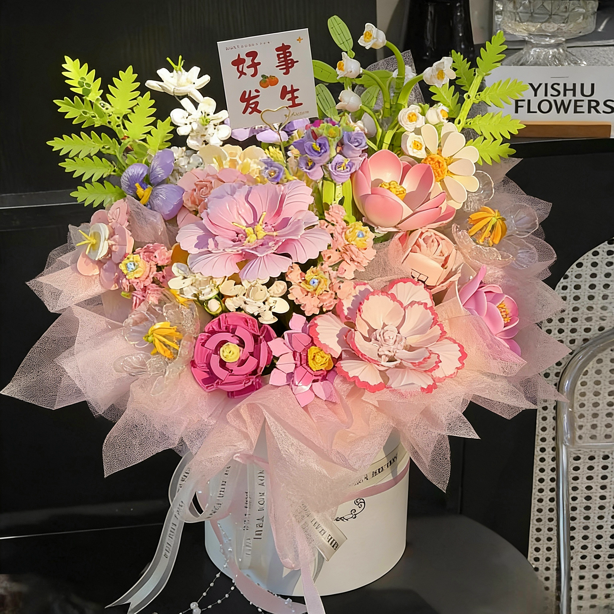 玫瑰积木永生花束套装礼物生日手工diy拼装女生高颜值33朵送男友
