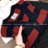 售完无补 拼色条纹V领针织开衫 宽松长袖 特 女士毛衣外套 6688