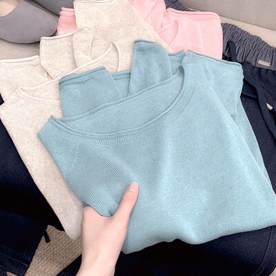 新粉必入！/招牌无缝/显瘦百搭针织衫女 【衣长58胸围104】 9062