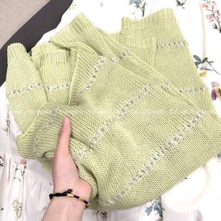 衣长58胸围116 好特别~ 86046 女 针织衫 青柠 镂空设计款