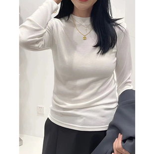 【半高领水溶】半高领纯色长袖水溶T恤女打底     OYS-8206