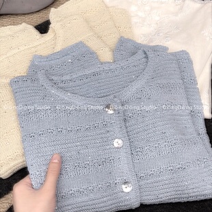 衣长55胸围104 超重工小香风气质开衫 85441 贝壳星