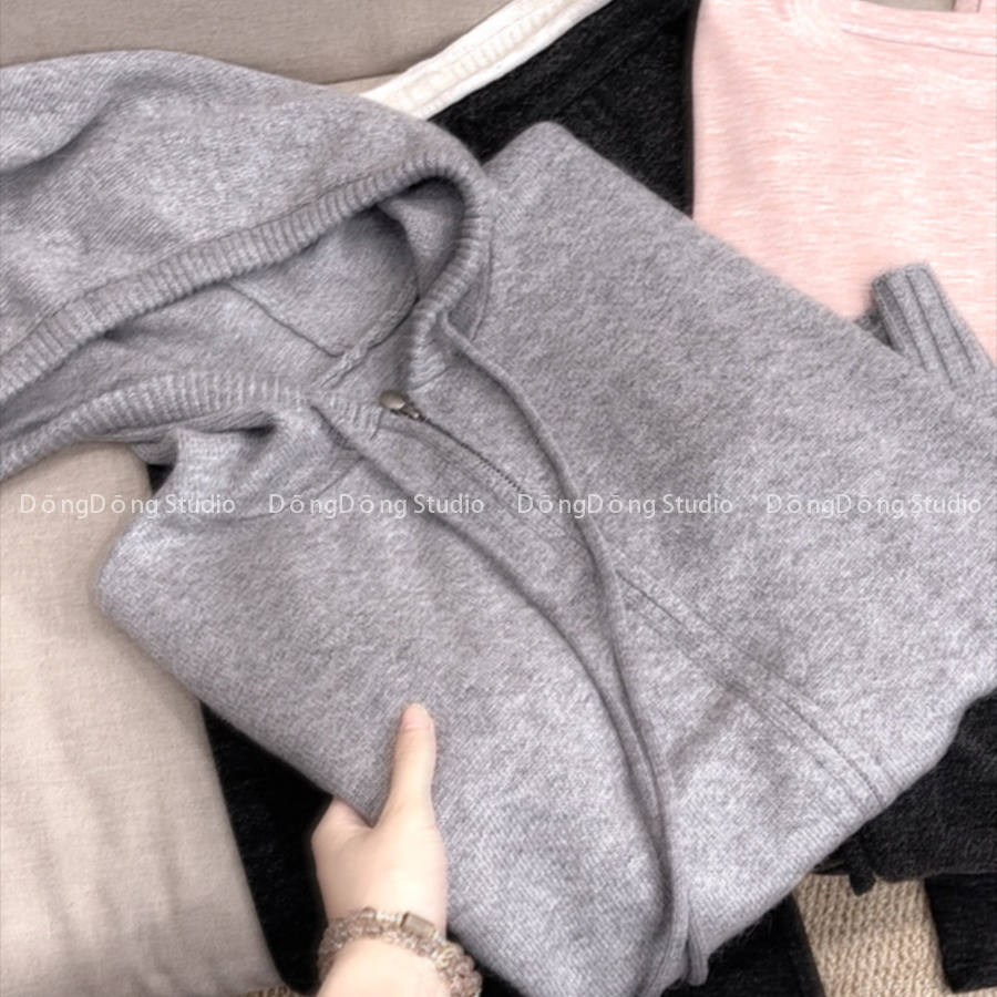 秋季新品【人生连帽】纯色百搭拉链连帽针织开衫毛衣外套 6970