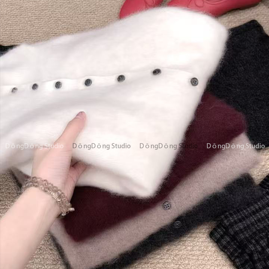 冬季新品【高领拉绒开衫】纯色百搭宽松长袖针织毛衣外套 5523