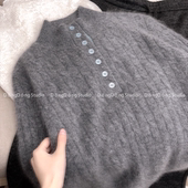 全毛拉绒半高领套头宽松长袖 早春尝鲜价～ 蓝灰麻花 毛衣257217